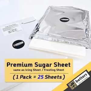 Edible Premium Sugar Frosting Sheets 25 Pack A4 Size 8.5x11 Icing Sheets for Edible Printers Edible Paper for Cakes Cookies Cupcakes Toppers