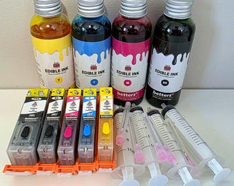Paquete de tinta comestible Canon: 4 botellas + cartuchos PGI-280 y CLI-281 para impresora Canon Cake