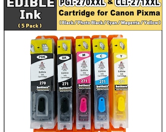 Betters® Edible Ink Cartridges for Canon PGI-270XXL CLI-271XXL – Food-Safe Cake & Cookie, cupcake Ink