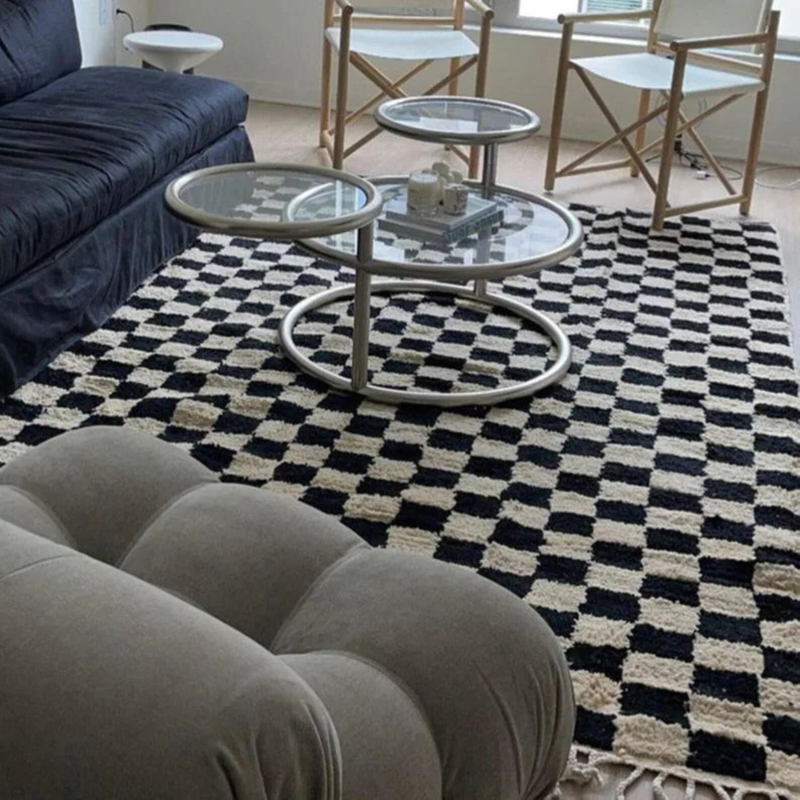 Checkered Rug Black off White Rug Beni Ouarain Rug Etsy