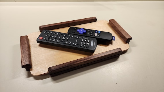Handmade Wooden Valet Tray | Walnut & Light Wood Catchall | Minimalist Desk Organizer | Remote Holder | Nightstand Tray | Gift for Him