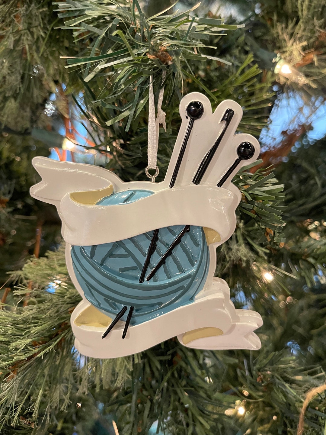 Knitting Ornament Knitting Personalized Ornament Yarn Ornament Personalized Knitting Ornament