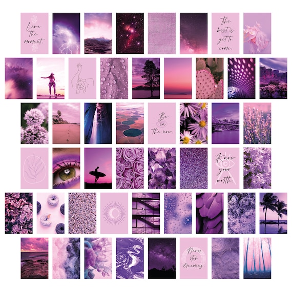Purple Collage Kit Wall Decor 50 Pcs 4x6 Wall Art for | Etsy