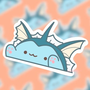 Autocollant en vinyle Vaporeon Bongo Cat | Imperméable, résistant à la décoloration, résistant aux intempéries | Jolies idées de cadeaux de Noël ou d'anniversaire