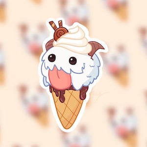 Poro Ice Cream Vinyl Sticker | LoL Sticker | Cute Christmas or Birthday Gift Ideas