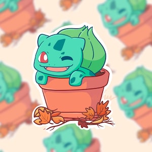 adesivo de vinil Bulbasaur da queda | Potenciômetro & planta da terracota adesivos de <br> Entrega Rápida? Idéias fofas para presentes de Natal ou aniversário