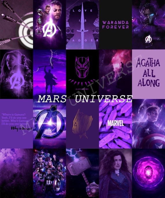 MARVEL Collage Wall Kit purple Aesthetic DIGITAL DOWNLOAD Etsy