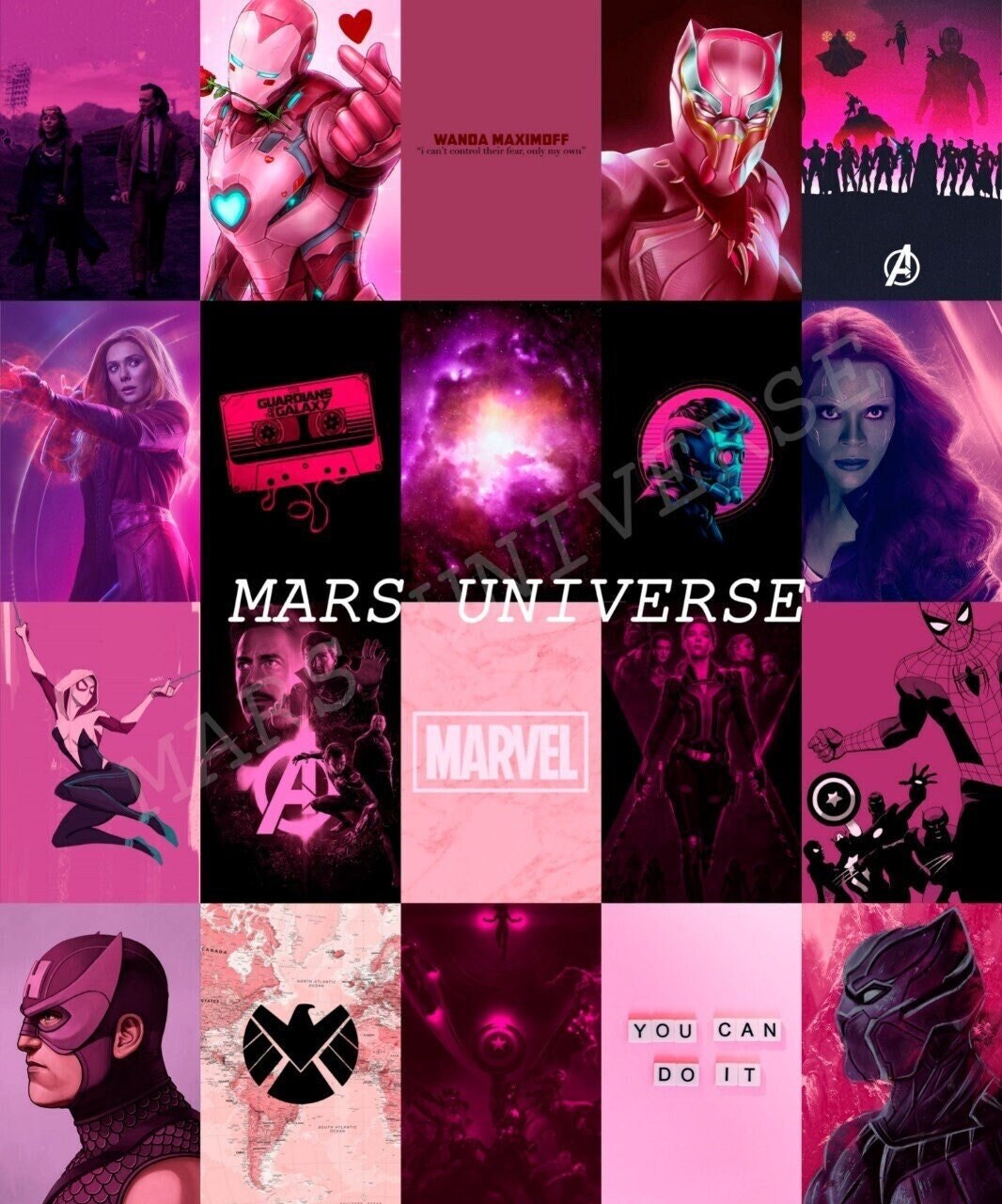 MARVEL Collage Wall Kit pink Aesthetic DIGITAL DOWNLOAD Etsy