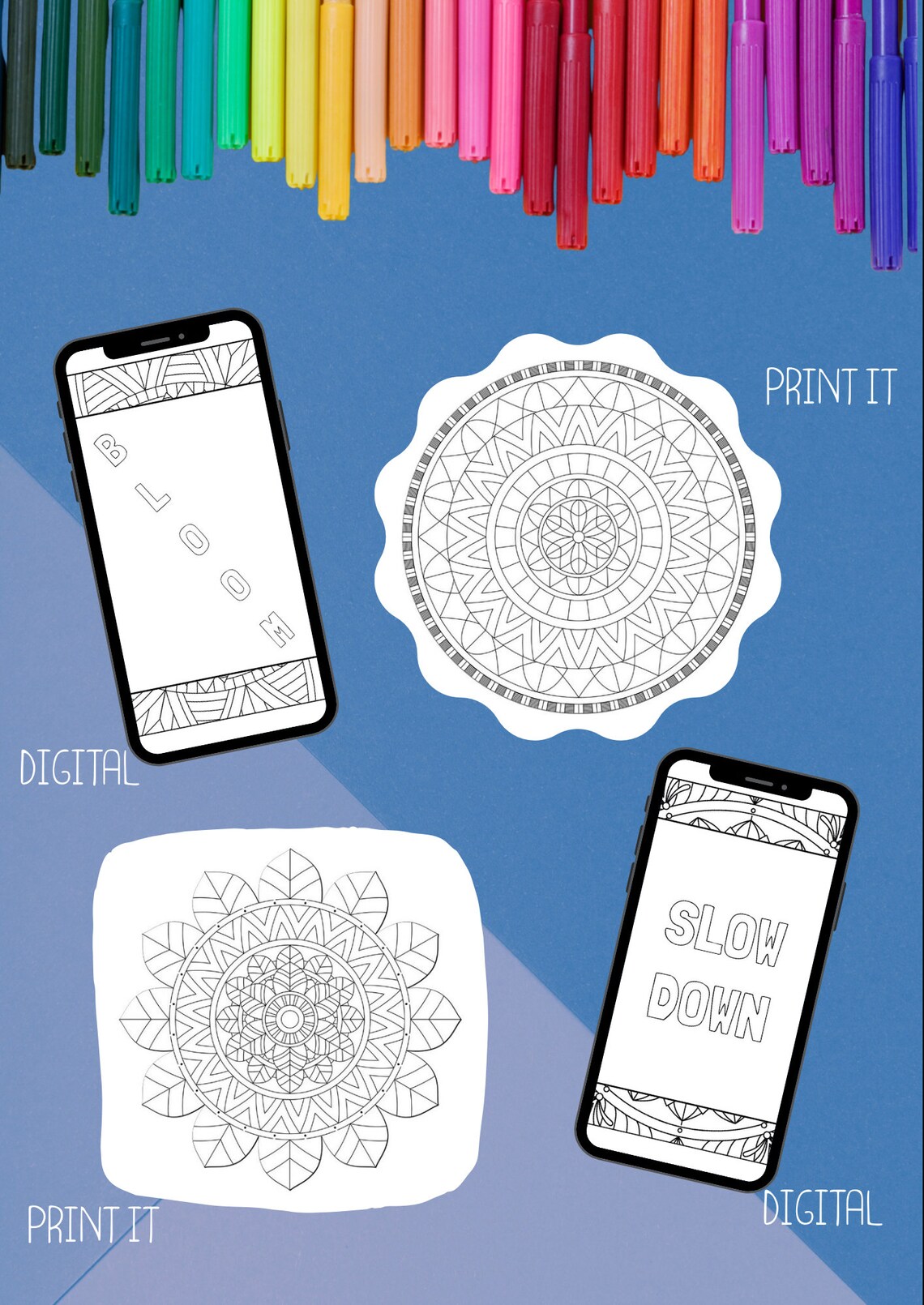 Coloring Mandala Adult Coloring Books Quote Coloring Pages - Etsy