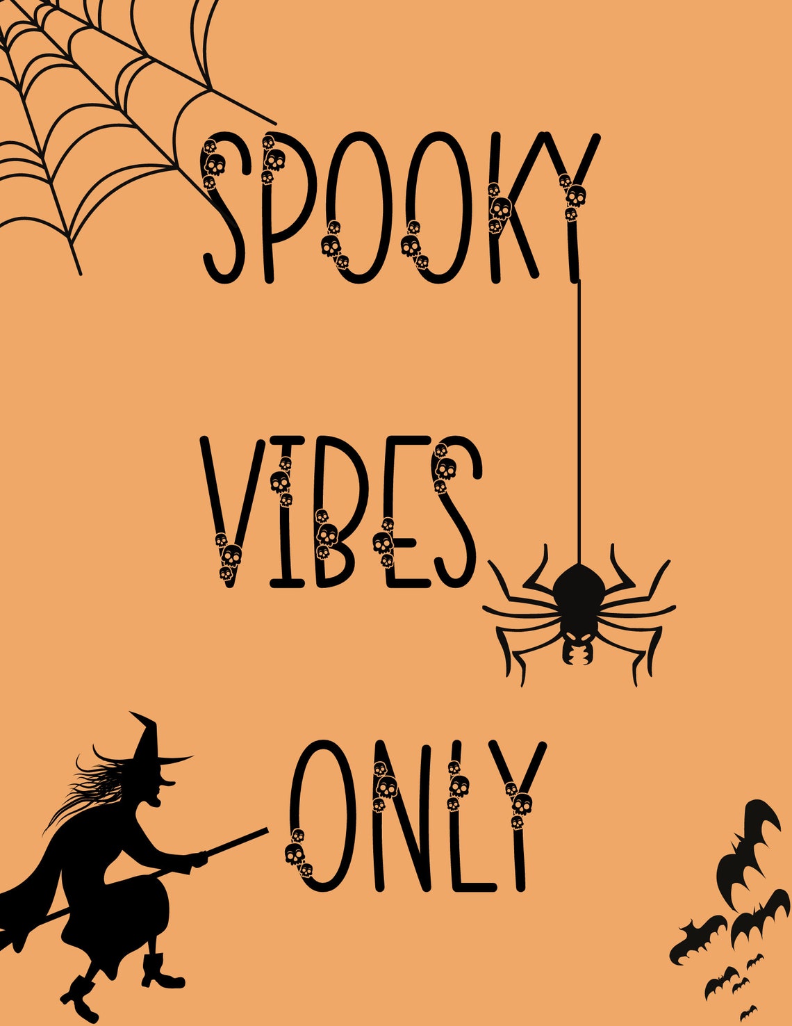Spooky Vibes Only Halloween Art Halloween Decor Spooky Art  Etsy