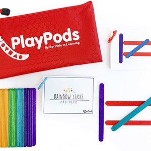 Rainbow Sticks - Ages 3-6 - Pattern Matching - Color Activity - Toddler Activity - Boredom Busters - Fine Motor