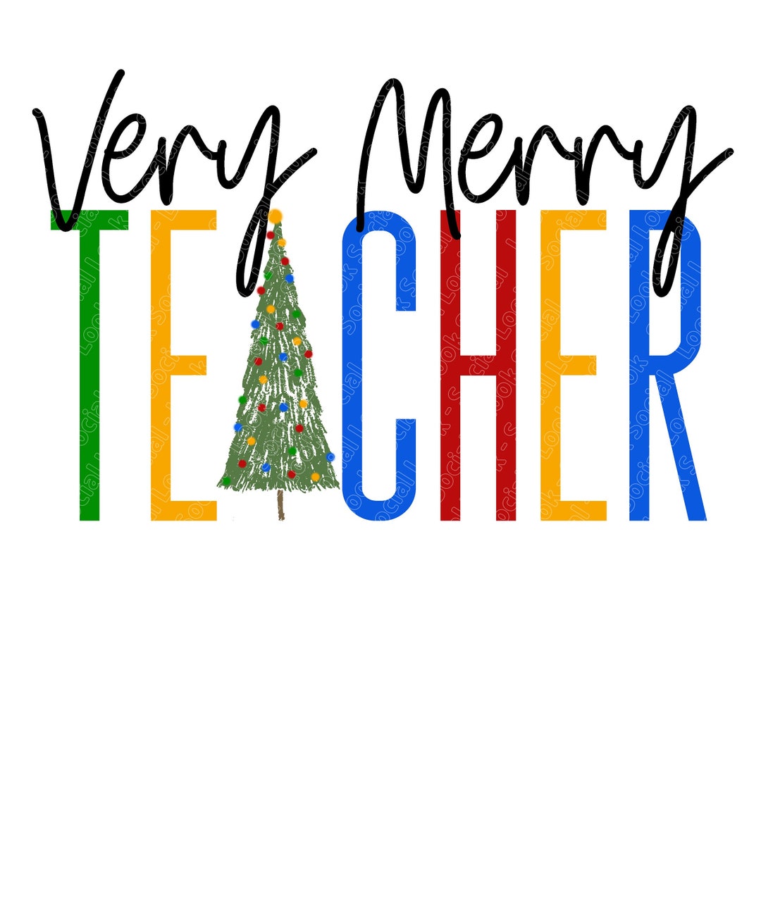Very Merry Teacher PNG SVG JPG Digital Files Vector Christmas Holiday ...