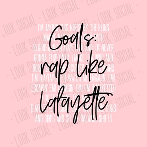 Goles Rap Como Lafayette PNG SVG JPG Archivo Vectorial Archivo Digital Divertido Hamilton Regalos Hamilton Letras Navidad Camiseta Archivos para Circuito Lindo