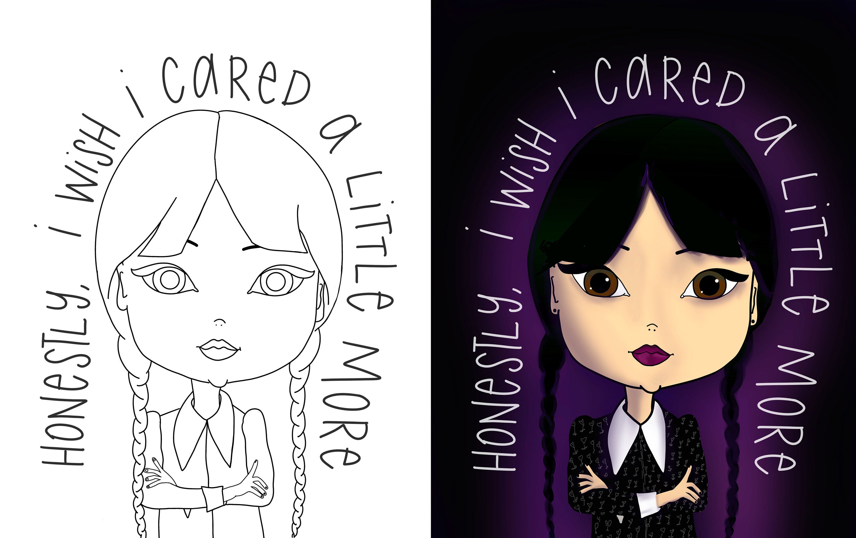 Coloriage Famille Addams Mercredi Mercredi Adams Coloriage pour ProCreate - Etsy Canada