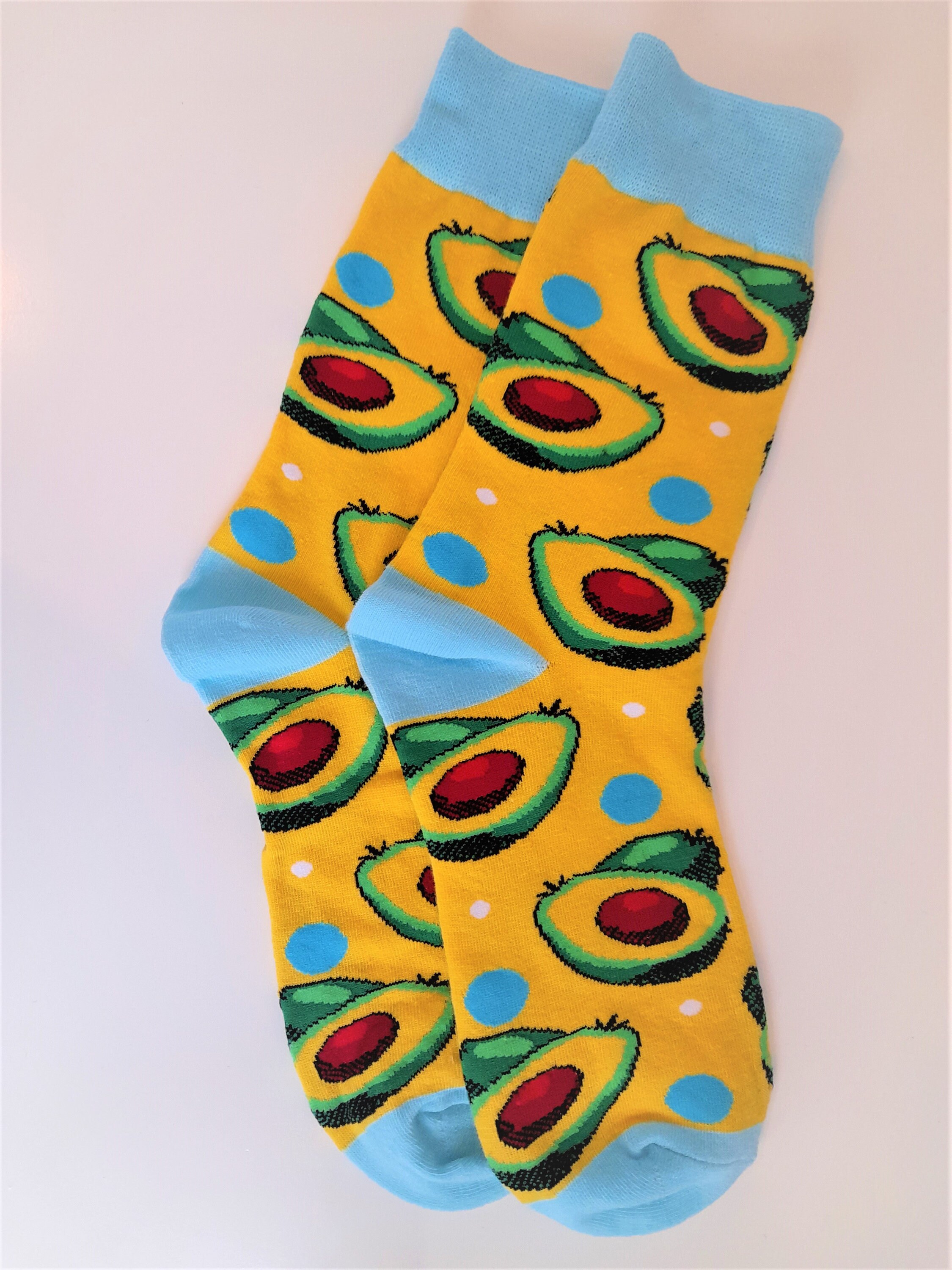 Yellow Avocado Socks Yellow Ladies Socks Fruit Socks Etsy