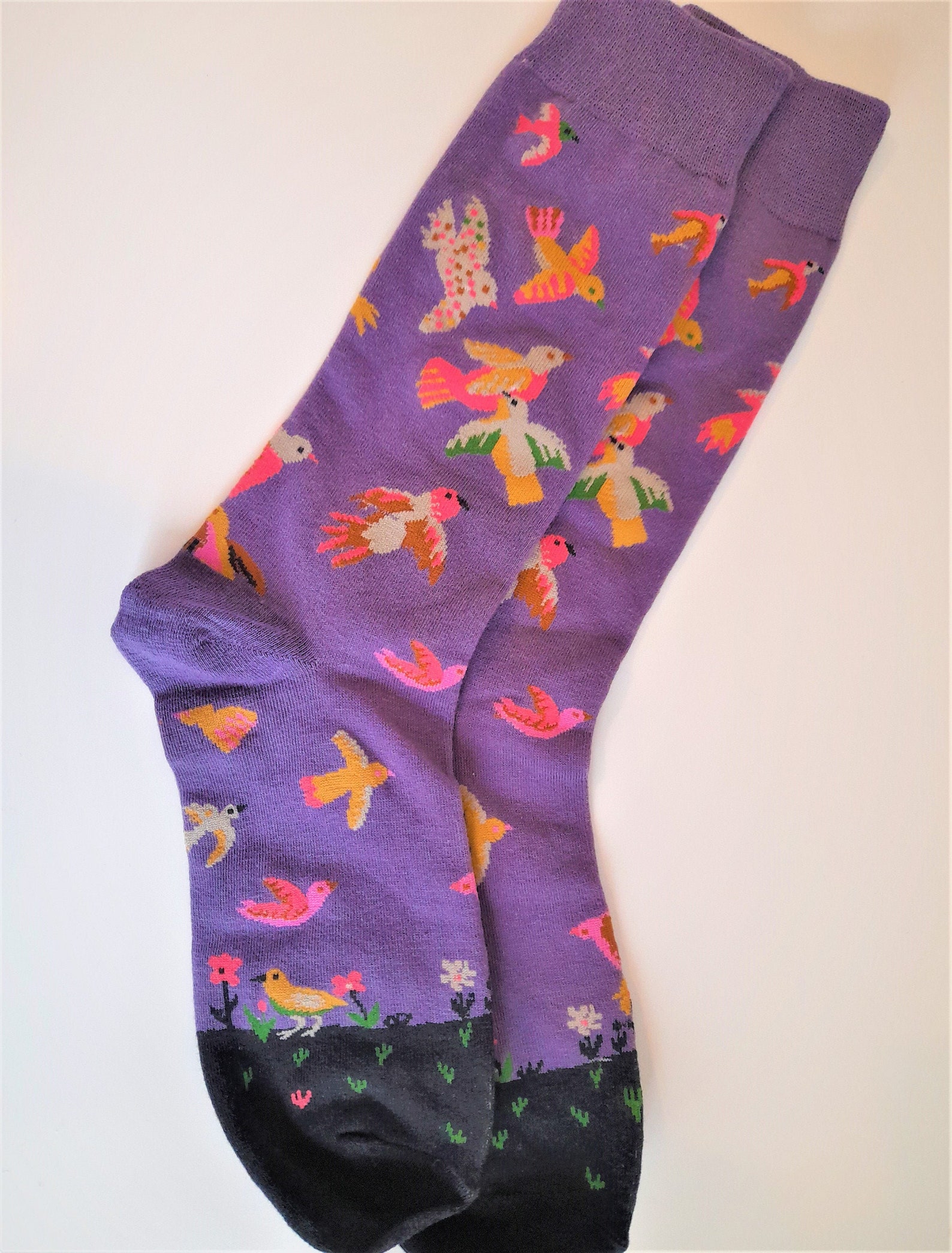 Colourful Birds Socks Ladies Socks Purple Socks Bright Etsy
