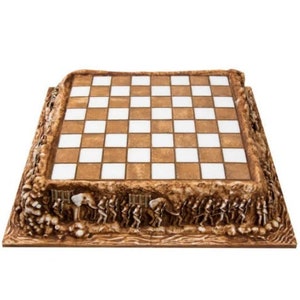 Persian chess set – plated brass and wood