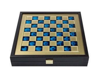 Chess set, BOX, Greek Mythology, BLUE, 28cm x 28cm