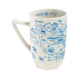 Griechische Tasse, Stadt Athen Karte (mattweiß)