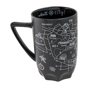 Griechische Tasse, Stadtplan Athen (matt schwarz)