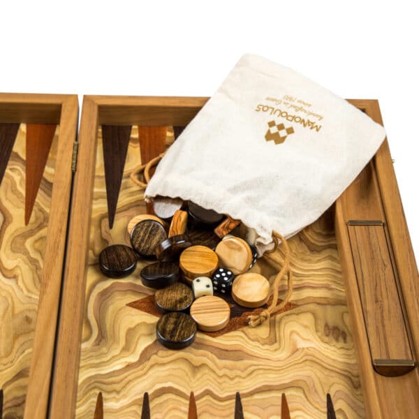Backgammon, Olive Wood Backgammon, Deluxe collection with side racks, Medium size
