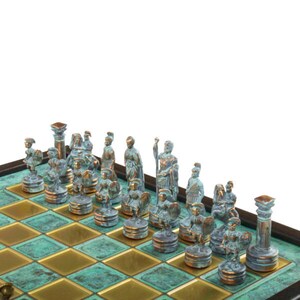 Chess set, BOX, Greek Mythology, TURQUOISE 28cm x 28cm