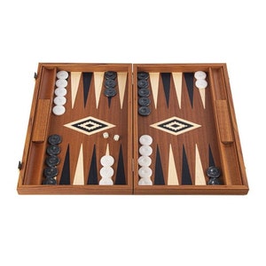 Backgammon, Tavli, backgammon set with side racks, Mahogany wood, Deluxe collection, Medium size