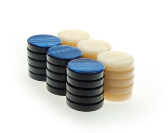 Damas de backgammon de nácar y acrílico, Tavli, alta calidad (grande)