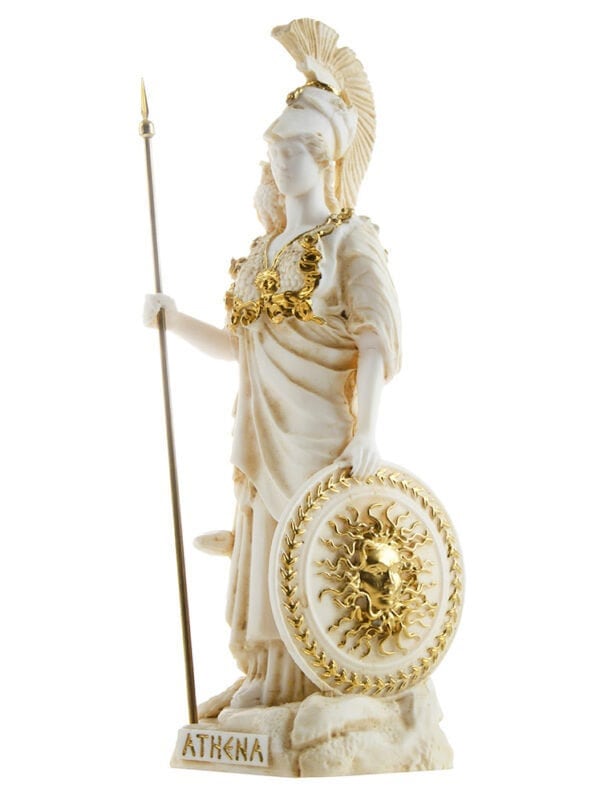 Athena - Resin, Greek Goddess Of Wisdom And War with Owl Statue