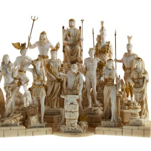 Set 12  Olympian Gods, of Mount Olympus! Sculpture Figure, Made from Alabaster