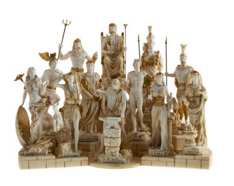 Set 12  Olympian Gods, of Mount Olympus! Sculpture Figure, Made from Alabaster