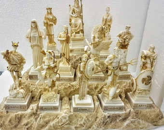 Set 12 Olympian Gods, of Mount Olympus! Sculpture Figure, Alabaster