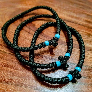 Greek Komboskini, Greek Orthodox Prayer Bracelet, Spiritual Prayer Rope, Christian Cross Bracelet prayer rope,komboskini with blue beads