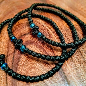 Greek Komboskini, Greek Orthodox Prayer Bracelet, Spiritual Prayer Rope, Christian Cross Bracelet,komboskini with blue transparent beads