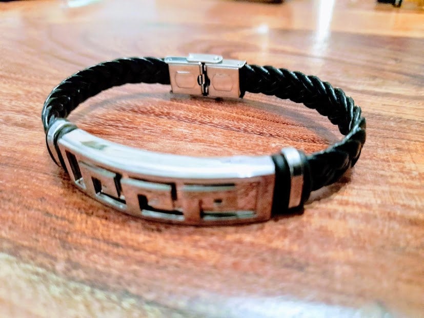 Bracelet Men, Leather, Stainless Steel, one size, Meander