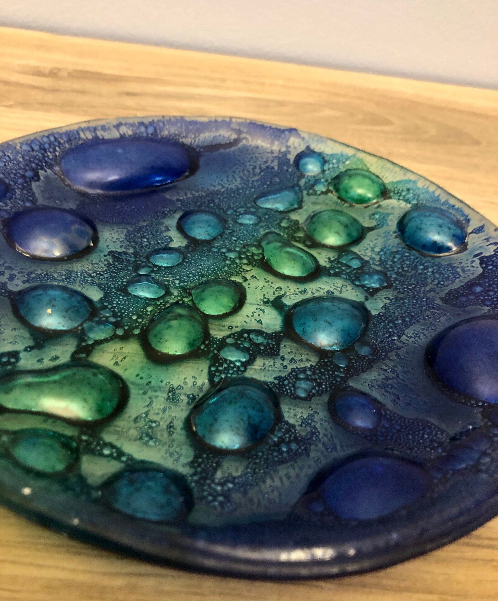 Unique vintage art glass bubble plate. Interesting and funky Etsy