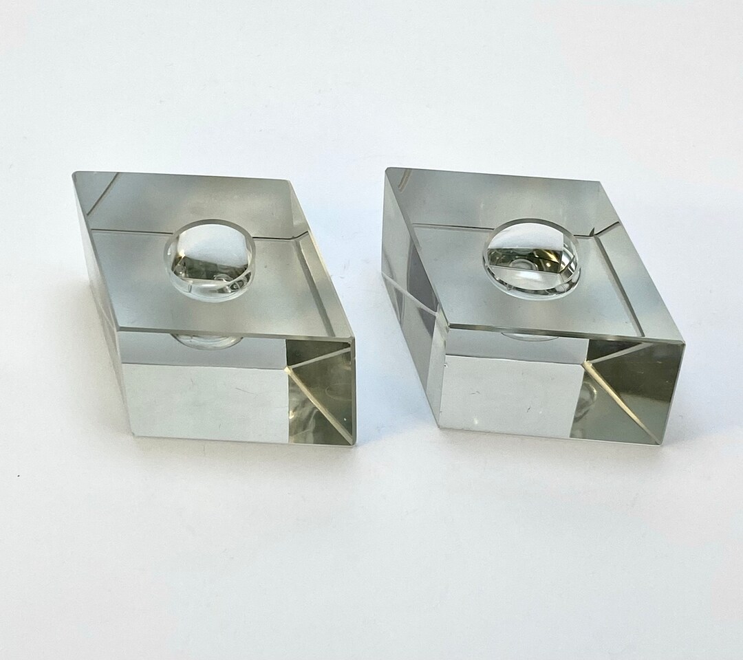 Crystal Clear Luxurious & Elegant Diamond Shaped Candle Holders. Set of