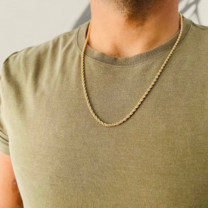 Gold Rope Chain, Twisted Gold Chain, 18k Gold Filled Rope Chain Necklace, Thick Chain for Men, Twist Chain, Gift for Him