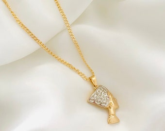 Nefertiti Necklace, Egyptian Queen Nefertiti Necklace, 18k Gold Filled Nefertiti Charm Necklace, Goddess Charm, Egyptian Jewelry