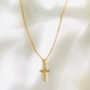 18k Gold Filled Delicate Cross Necklace, Solid Gold Cross Necklace, Dainty Cross Necklace, Small Cross Charm Necklace, Religious Jewelry