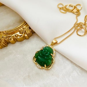 Buddha Necklace, Jade Buddha Necklace, Buddha Pendant, Gold Filled Necklace, Unisex Necklace, Spiritual Gift, Meditation Gift