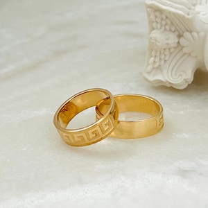 Bague meandre cle grecque bague motifs cles de la Grece antique alliance grecque bijoux grecs large anneau anneau de fiancailles unique Etsy France