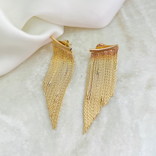 18K Gold-Plated Chain Fringe Earrings