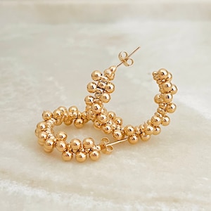 Beaded Hoop Earrings, Beaded Earrings, 18k Gold Filled Hoops, Dainty Gold Hoop Earrings, Hypoallergenic Earrings, Boho Hoops, Trending Hoops