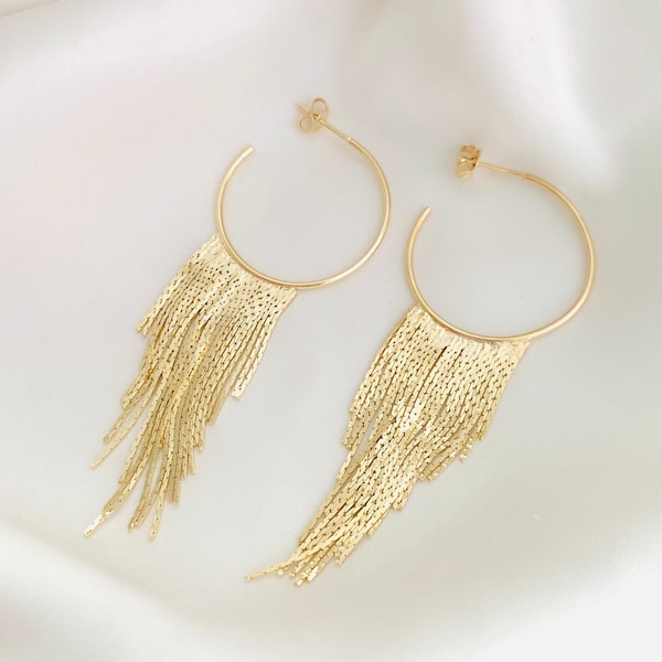 Gold fringe earrings Clearance