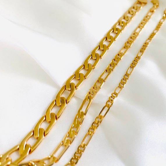 Gold Figaro Chain Bracelet 18k Gold Filled Figaro Bracelet Gold