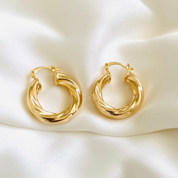 Thick gold 2024 hoops small