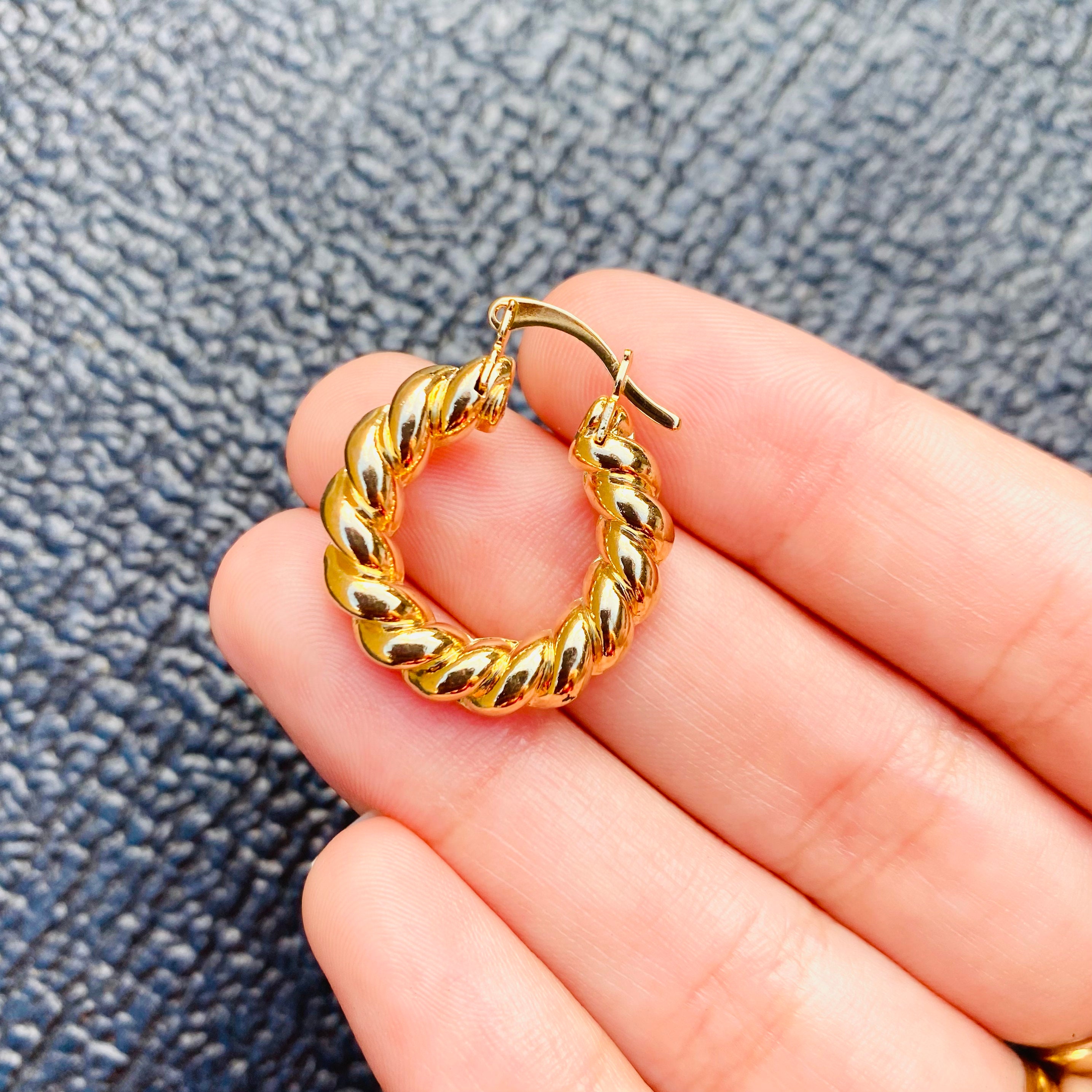 18k Gold Filled Croissant Hoops Gold Twisted Hoops Dainty Etsy