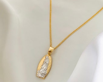 Collana Guadalupe Oro Filled 18kt &ndash; Catena Lunga 18 Pollici Con Ciondolo &ndash; P774