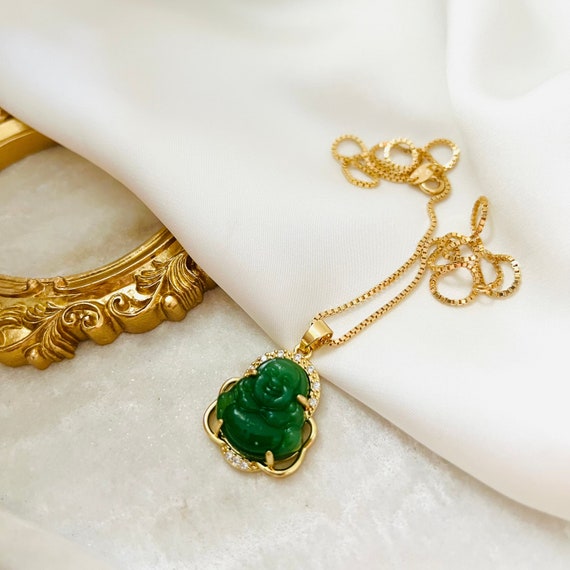 Buddha Necklace, Jade Buddha Necklace, Buddha Pendant, Gold Filled Necklace, Unisex Necklace, Spiritual Gift, Meditation Gift